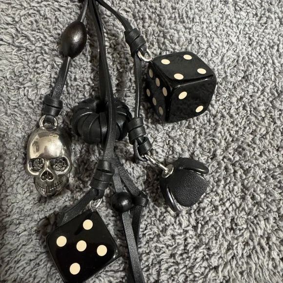 Coach Black and Silver dice and skull bag charm - Picture 4 of 5